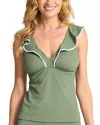 Tommy Bahama Island Cays Cabana Ruffle Trim Tankini In Green