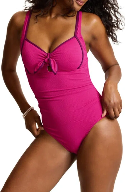 Tommy Bahama Island Cays Cabana Tie Front One-piece Swimsuit In Pink
