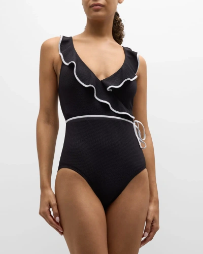 Tommy Bahama Island Cays Cabana Wrap One-piece Swimsuit In Black