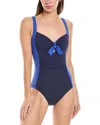 Tommy Bahama Island Cays Colorblock Tie One-piece Swimsuit In Blue