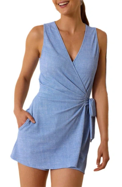 Tommy Bahama Island Cays Cover-up Wrap Romper In Blue Monday Heather