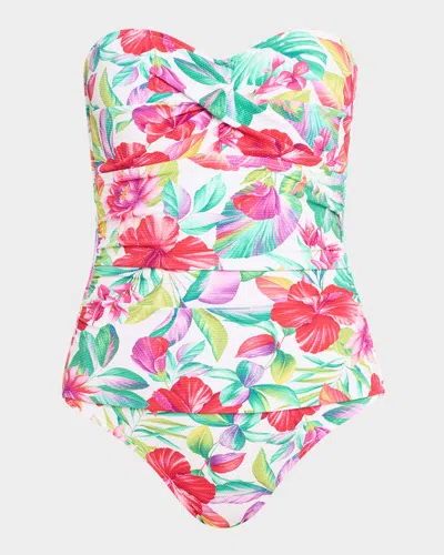 Tommy Bahama Island Cays Fiesta Bandeau One-piece Swimsuit In White