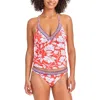 Tommy Bahama Island Cays Fiori Reversible Tankini Top In Citrus Coral Reversible