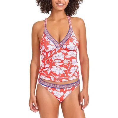 Tommy Bahama Island Cays Fiori Reversible Tankini Top In Citrus Coral Reversible