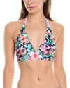 Tommy Bahama Island Cays Flora Reversible Triangle Bikini Top In Blue