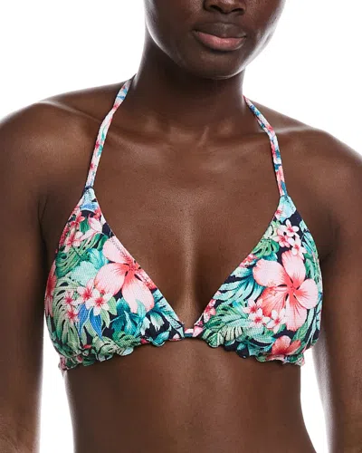 Tommy Bahama Island Cays Flora Reversible Triangle Bikini Top In Blue