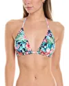 Tommy Bahama Island Cays Flora Reversible Triangle Bikini Top In Blue