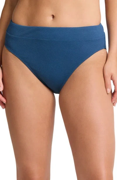 Tommy Bahama Island Cays Solid High Waist Bikini Bottom In Indigo Tide