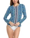 Tommy Bahama Island Cays Ikat Full Zip Rashguard In Blue