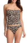 Tommy Bahama Island Cays Leopard Print Bandeau Tankini Top In Black