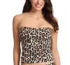 Tommy Bahama Island Cays Leopard Print Bandeau Tankini Top In Black