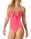 Tommy Bahama Island Cays Colorblock Tie One-piece Swimsuit In Coral Coast