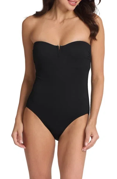 Tommy Bahama Island Cays Piqué One-piece Swimsuit In Black