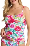 Tommy Bahama Island Cays Reversible Tankini Top In White Rev