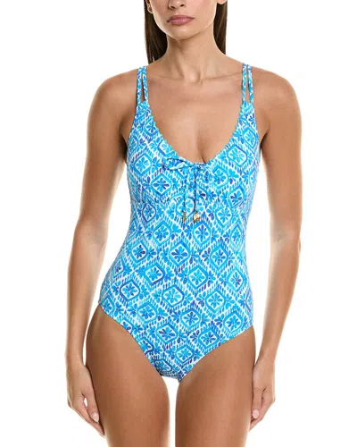 Tommy Bahama Island Cays Shell V-neck One-piece In Blue