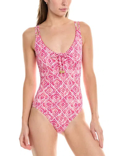 Tommy Bahama Island Cays Shell V-neck One-piece In Pink