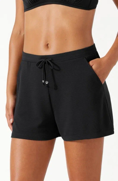 Tommy Bahama Island Cays Upf 50+ Cover-up Shorts In Black