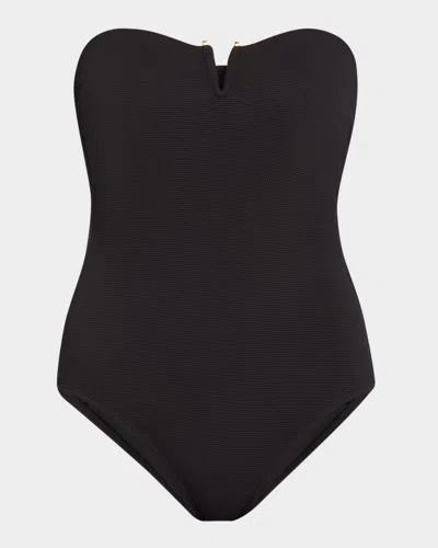 Tommy Bahama Island Cays V-front Bandeau One-piece Swimsuit In Black