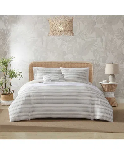 Tommy Bahama Island Micro Waffle Stripe Cotton Blend Jacquard Comforter Bedding Set In White