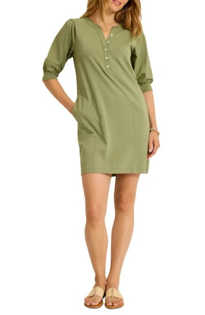 Tommy Bahama Islandscape Cotton Henley Minidress In Green