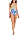Tommy Bahama Isola Vita Twist Front One-piece Swimsuit In Palace Blue Rev