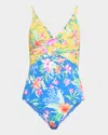 Tommy Bahama Isola Vita Twist Front One-piece Swimsuit In Palace Blue