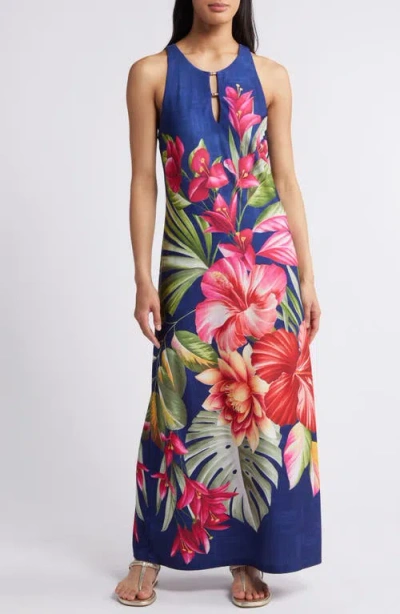 Tommy Bahama Jasmina La Botanica Floral Maxi Dress In Island Navy