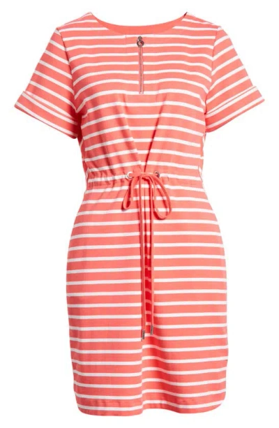 Tommy Bahama Jovanna Stripe Half Zip Dress In Paradise Pink