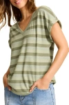 Tommy Bahama Kauai Island Voyage Stripe V-neck T-shirt In Tea Leaf Heather