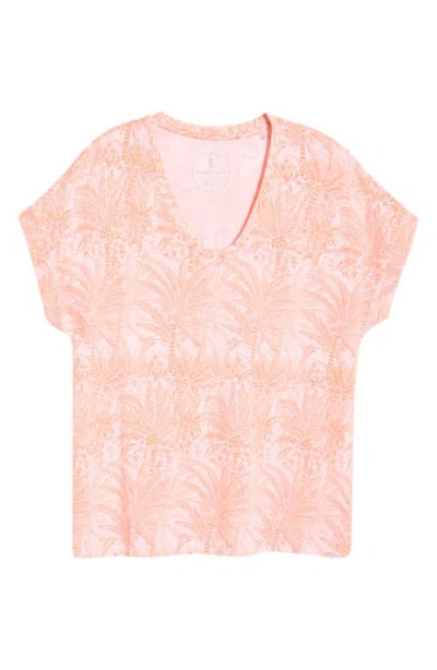 Tommy Bahama Kauai Palm Bay Print Cotton Blend T-shirt In Pink