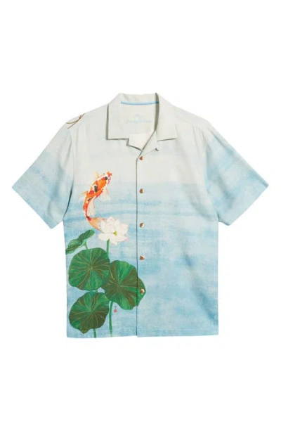 Tommy Bahama Kayo Koi Silk Camp Shirt In Arroyo Blue