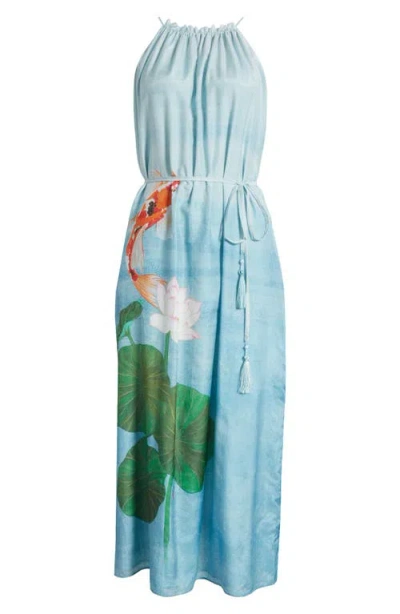 Tommy Bahama Kayo Koi Sleeveless Halter Neck Maxi Dress In Blue | ModeSens