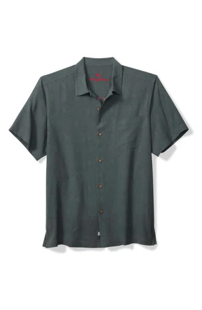 Tommy Bahama King Of The Jungle Silk Camp Shirt In Silver