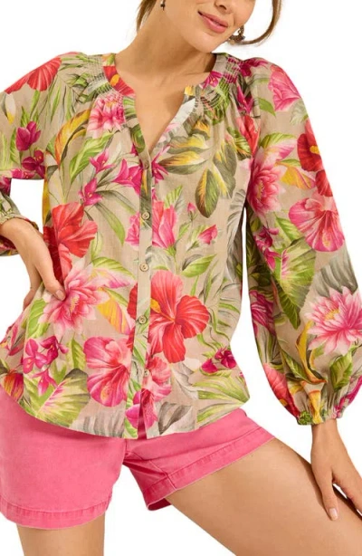 TOMMY BAHAMA TOMMY BAHAMA LA BOTANICA FLORAL COTTON PEASANT TOP