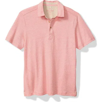 Tommy Bahama Laurito Beach Cotton & Linen Polo In Dubarry Coral Heather