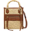 Tommy Bahama Leather And Raffia Handle Tote In Brown