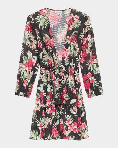 Tommy Bahama Lily Cat Open-front Tunic Coverup In Black