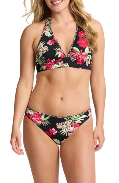 Tommy Bahama Lily Cat Reversible Bikini Top In Black Rev