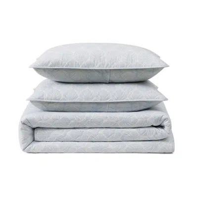 Tommy Bahama Line Palms Blue Cotton Reversible Quilt Set