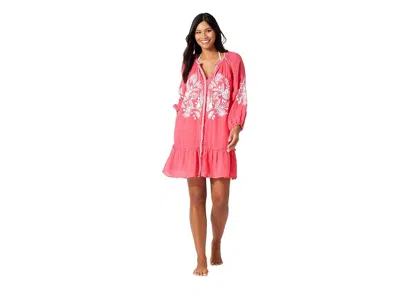 Tommy Bahama Linen Gauze Tunic Dress Women's Dress Coral Coast: Xs In Pink