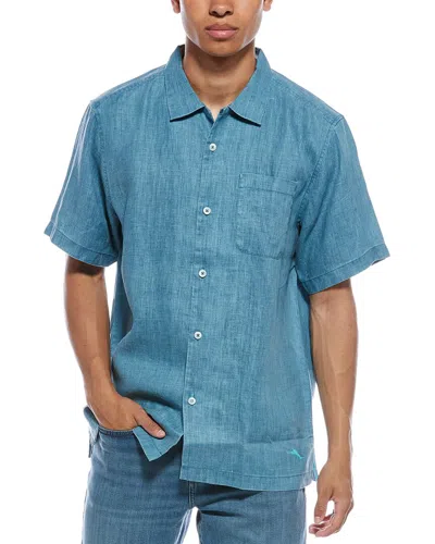 Tommy Bahama Linen Sea Glass Camp Woven Shirt In Blue