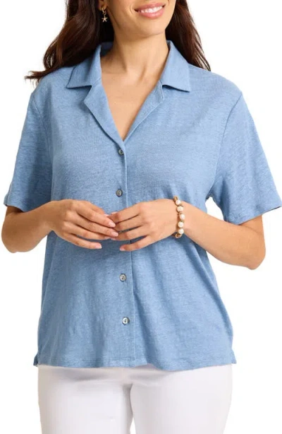 Tommy Bahama Linnea Linen Camp Shirt In Blue