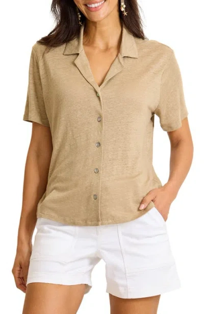 Tommy Bahama Linnea Linen Camp Shirt In Brown