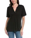 Tommy Bahama Linnea Placket Linen T-shirt In Black