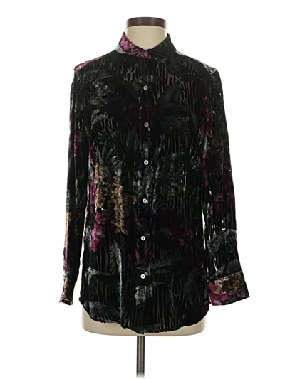Pre-owned Tommy Bahama Long Sleeve Blouse In Black