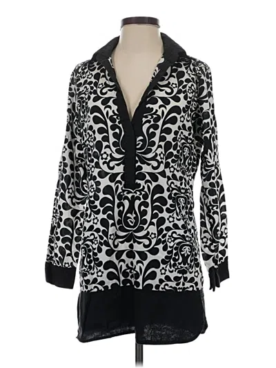 Pre-owned Tommy Bahama Long Sleeve Blouse In Black