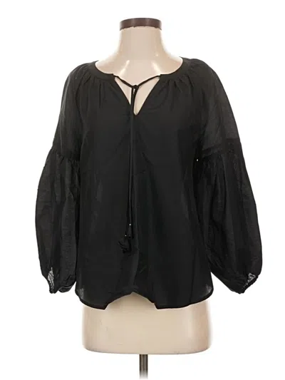 Pre-owned Tommy Bahama Long Sleeve Blouse In Black