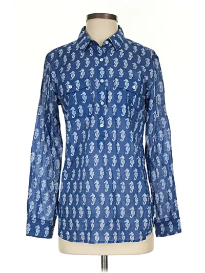 Pre-owned Tommy Bahama Long Sleeve Blouse In Blue