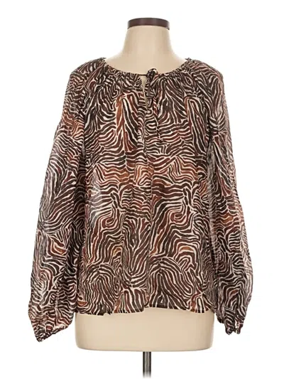 Pre-owned Tommy Bahama Long Sleeve Blouse In Brown