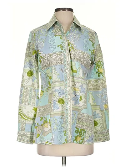 Pre-owned Tommy Bahama Long Sleeve Blouse In Green